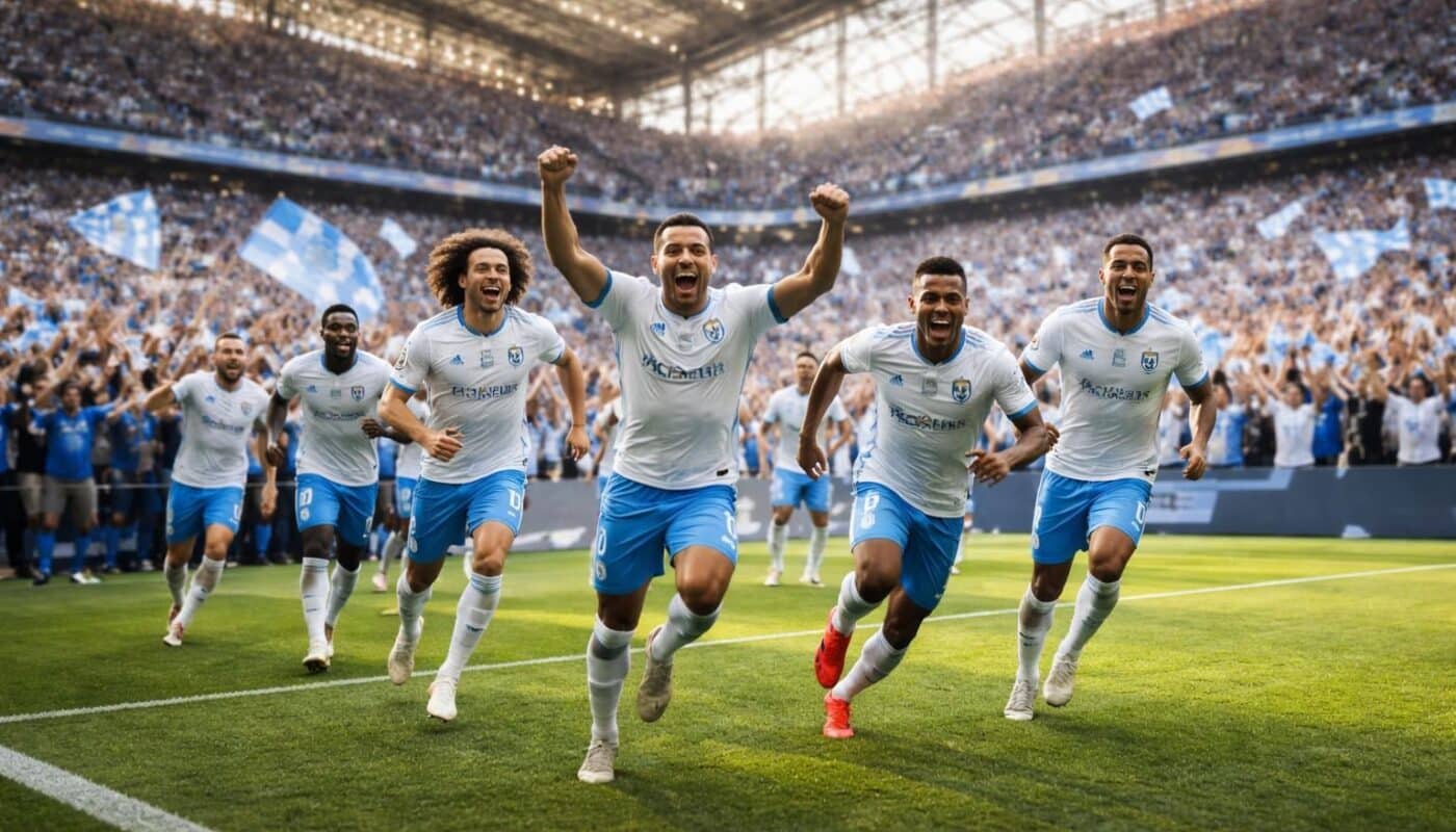 suivez en direct le match angers-om où marseille domine brillamment avec 4 buts inscrits avant la mi-temps.