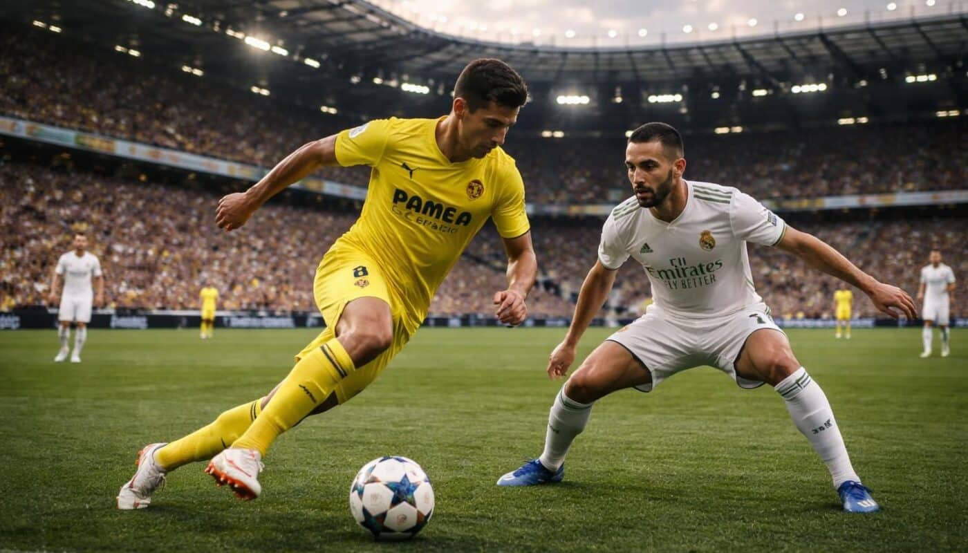 suivez en direct le duel intense entre villarreal et le real madrid, un choc au sommet toujours sans but, plein de tension et d'émotions sur le terrain.