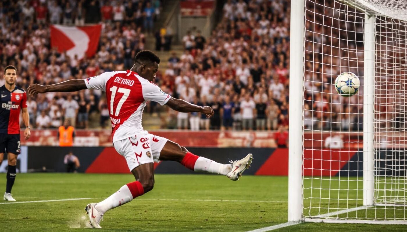 suivez en direct le match où fati retrouve le chemin des filets et permet à monaco de prendre l'avantage face à rennes.