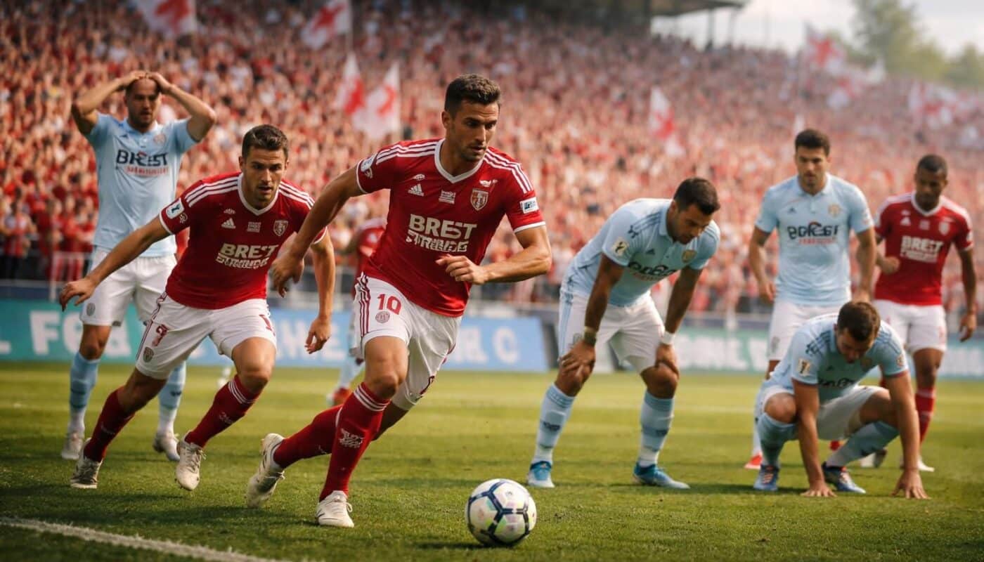 suivez le live du match intense entre brest et l'om, où les bretons mettent à rude épreuve des marseillais désemparés face à leur rigueur défensive.