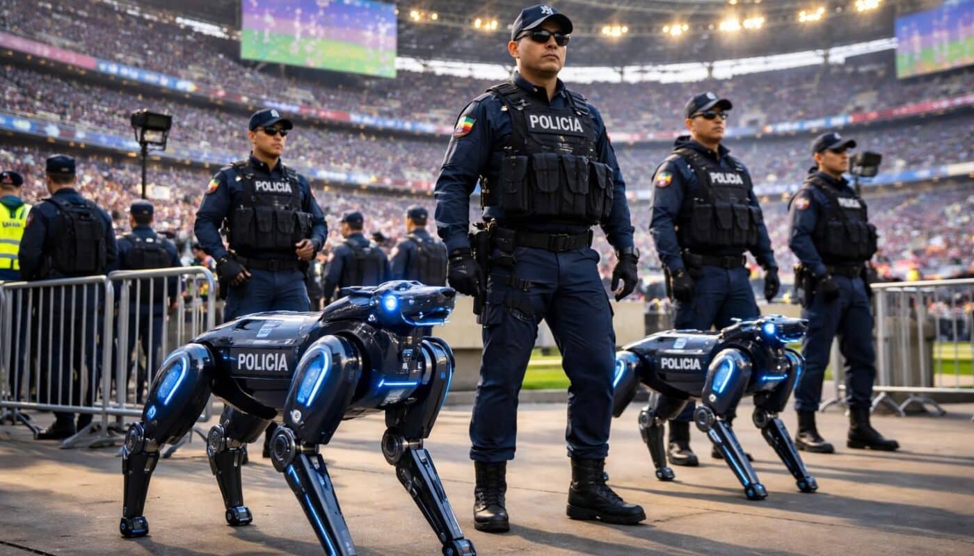 pour le mondial 2026, la police mexicaine utilise des chiens-robots afin d'assurer la sécurité lors des événements et intervenir rapidement en cas d'incidents.