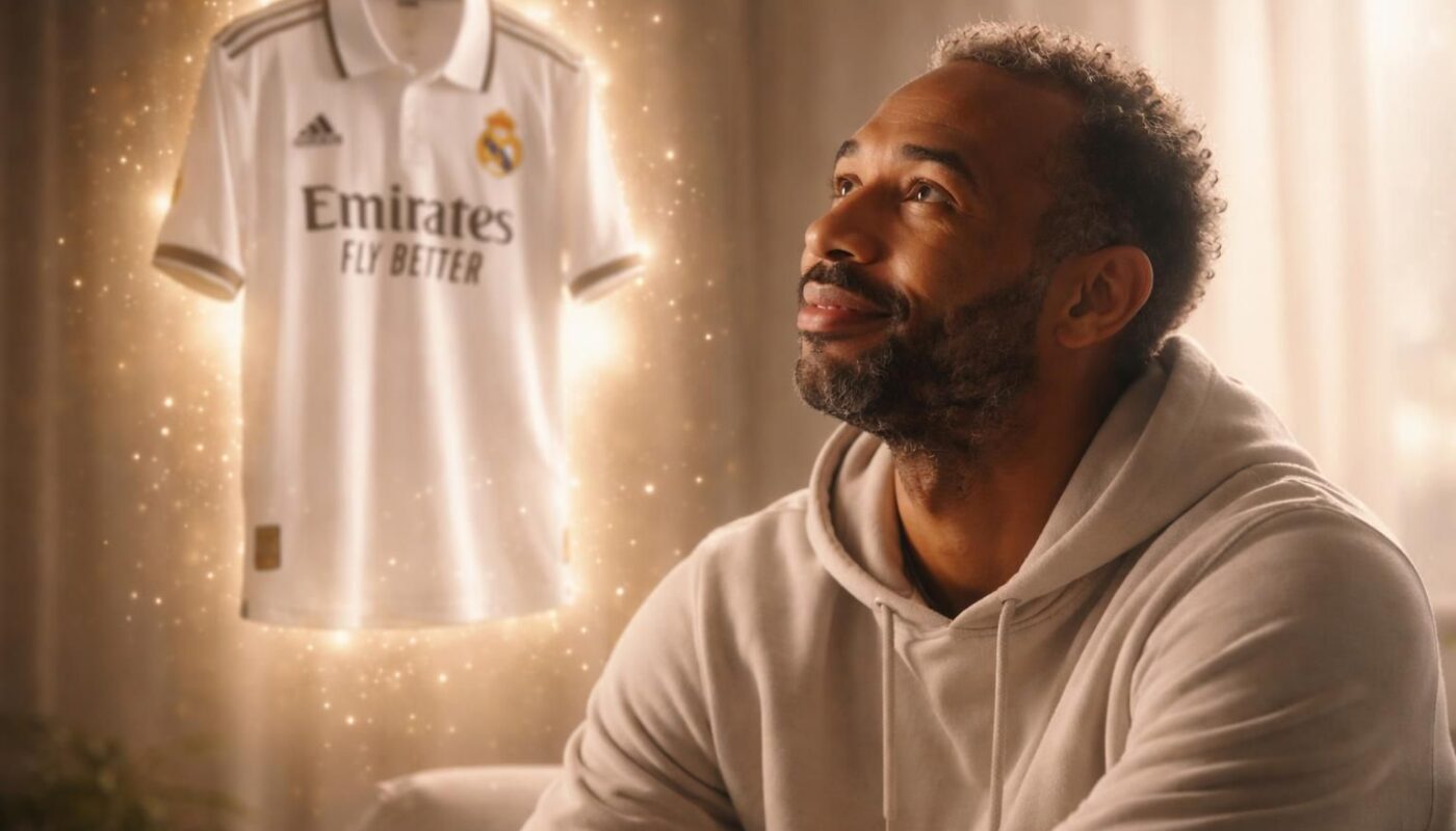 découvrez le rêve étonnant de thierry henry : et si ce maillot magique du real madrid pouvait lui faire repousser ses cheveux ? plongez dans cette histoire surprenante et pleine d'espoir.