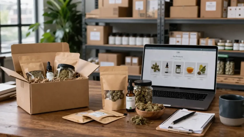 Atelier d'emballage de produits CBD