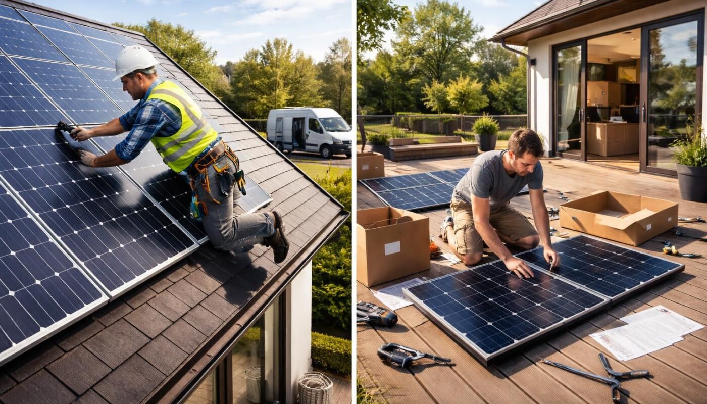 découvrez les avantages d'installer des panneaux solaires par un professionnel ou en kit, et choisissez la meilleure option pour votre maison et votre budget.
