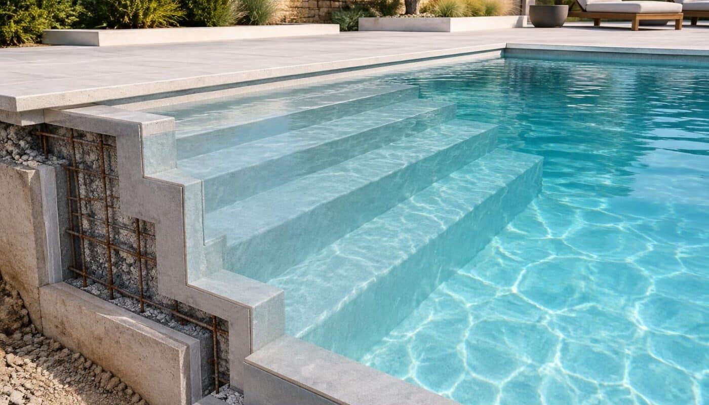 découvrez tout ce qu’il faut savoir sur l’escalier de piscine en béton : avantages, options de conception, installation et conseils d’entretien.